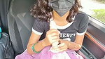 Sexy girl using dilo inside the car