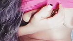 Sexy girl fingering  pressing her own boobs