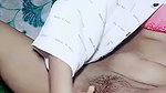 Sexy girl putting oil on pussy
