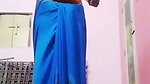 Sexy girl undress blue saree  show her beauty