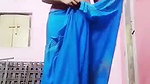 Sexy girl undress blue saree  show her beauty