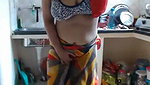 Sexy aunty showing her huge boobs in kitchen room