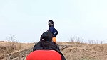 sexy lady showing her asshole in outdoor