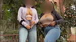 Sexy two girl showing boobs outdoor