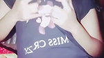 Beautiful girl pressing her boobs  showing