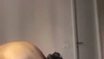 Horny babe getting dressed on videocall