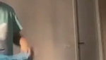 Horny babe getting dressed on videocall