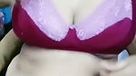 Aunty pressing her own boobs on live