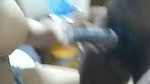Sexy lady give Blowjob on condom cover dick