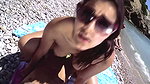 Sexy girl fucking hard friend at beach