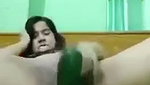 Sexy girl destroying her pussy with big fat cucumber
