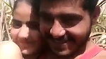 Boyfriend suck his gf boob in open field