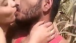 Boyfriend suck his gf boob in open field