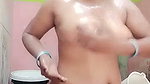 Village aunty taking bath  showing