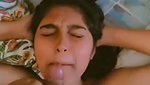 Beautiful girl give Blowjob  cum on her face