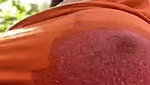 Hot webcam girl showing huge milky tits outside