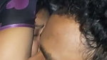Horny husband sucking her wife boobs