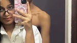 Sexy glasses babe giving blowjob to her bf