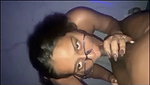 Sexy glasses babe giving blowjob to her bf