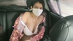 Sexy aunty showing her boobs inside car