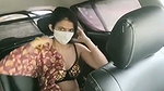 Sexy aunty showing her boobs inside car