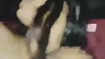 Lady show her huge boobs  riding