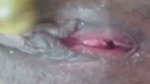 Horny girl destroying her pussy with cucumber