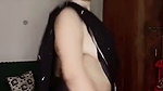 Sexy girl in black transparent saree showing her boobs  dancing