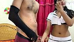Young indian beautiful housewife blowing hard
