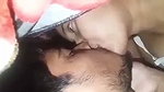Boyfriend suck gf boob  enjoying in blanket