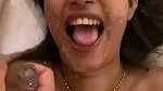 Dusky babe blowjob and cumshot on face