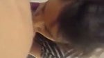 Sexy girlfriend giving Blowjob on condom cover dick