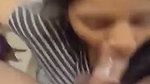 Sexy girlfriend giving Blowjob on condom cover dick