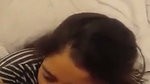 Sexy girlfriend giving Blowjob on condom cover dick