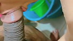 Chubby girl sucks her BFs dick and enjoys bathroom sex