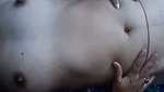 Husband touching her wife nude body