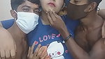 New update Aunty boobs press  enjoying with three nephew