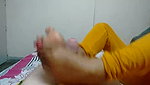 Aunty rubing bf cock by legs