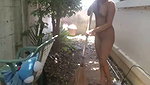 Hot girl nude dancing outside the house