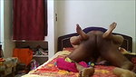 Wife give Blowjob  fuck hard with husband friend on bed