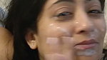Mumbai aunty cum on her face