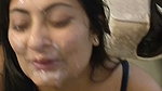 Mumbai aunty cum on her face