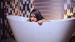 Hot Bengali model show her boobs in transparent white saree