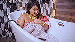 Hot Bengali model show her boobs in transparent white saree