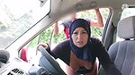 Hijabi slut teases a cab driver and fuck him out