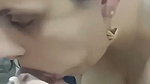 Lady give Blowjob  rubing bf dick between boobs