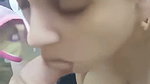 Lady give Blowjob  rubing bf dick between boobs
