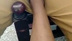 Boyfriend put his leg on gf pussy