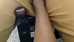Boyfriend put his leg on gf pussy