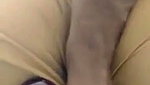 Boyfriend put his leg on gf pussy